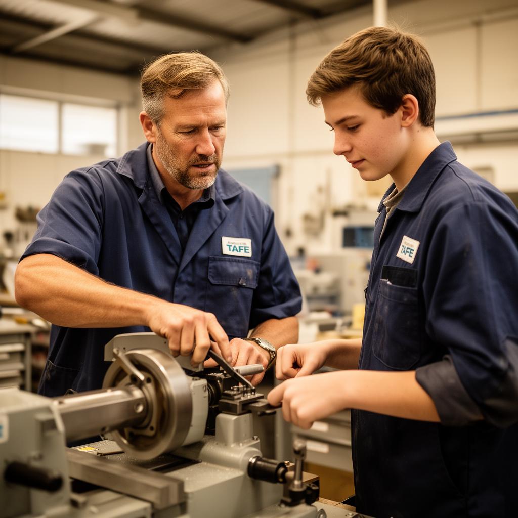 VET trainer mentoring an apprentice